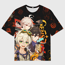 Футболка оверсайз мужская Genshin Impact: Беннет, Чжун Ли, Кадзуха, цвет: 3D-принт