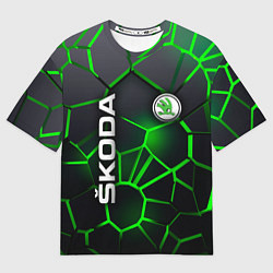 Футболка оверсайз мужская 3D плиты с подсветкой Шкода, цвет: 3D-принт