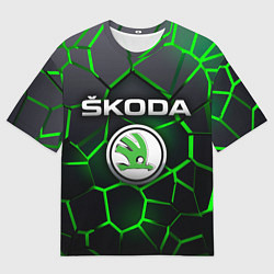 Мужская футболка оверсайз Skoda 3D плиты с подсветкой