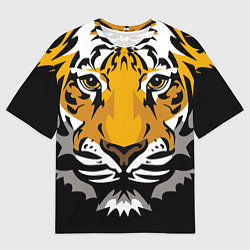 Футболка оверсайз мужская Суровый взгляд тигра, цвет: 3D-принт