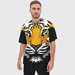 Футболка оверсайз мужская Суровый взгляд тигра, цвет: 3D-принт — фото 2