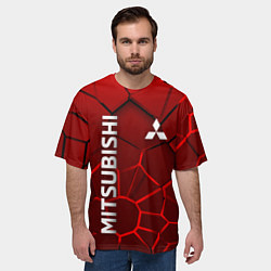 Футболка оверсайз мужская Митсубиси 3D плиты, цвет: 3D-принт — фото 2