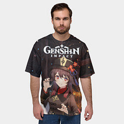 Футболка оверсайз мужская Hu Tao, цвет: 3D-принт — фото 2