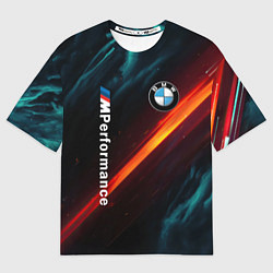 Футболка оверсайз мужская BMW M PERFORMANCE NEON БМВ М НЕОН, цвет: 3D-принт