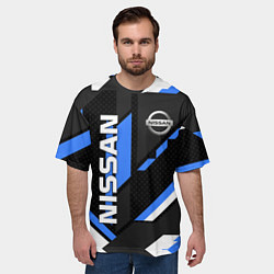 Футболка оверсайз мужская НИССАН ЛОГО СИНИЯ ГЕОМЕТРИЯ CYBER, цвет: 3D-принт — фото 2