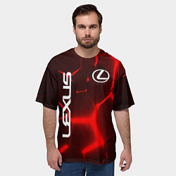 Футболка оверсайз мужская ЛЕКСУС КРАСНЫЕ 3Д ПЛИТЫ, цвет: 3D-принт — фото 2