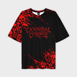 Футболка оверсайз мужская CANNIBAL CORPSE КРАСНЫЕ ЧЕРЕПА, цвет: 3D-принт