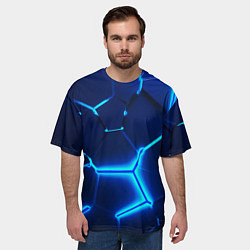 Футболка оверсайз мужская 3D ПЛИТЫ NEON STEEL НЕОНОВЫЕ ПЛИТЫ, цвет: 3D-принт — фото 2
