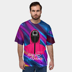 Футболка оверсайз мужская Игра в кальмара - переливающийся фон, цвет: 3D-принт — фото 2