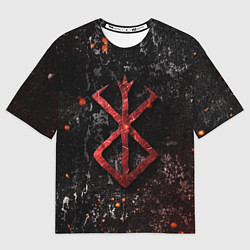 Футболка оверсайз мужская BERSERK LOGO GRUNGE RED, цвет: 3D-принт