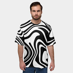 Футболка оверсайз мужская Черно-белые полосы Black and white stripes, цвет: 3D-принт — фото 2