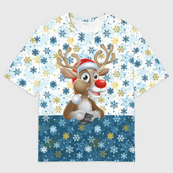 Мужская футболка оверсайз Весёлый Оленёнок