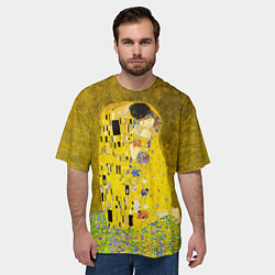 Футболка оверсайз мужская Влюблённые поцелуй художник Климт, цвет: 3D-принт — фото 2
