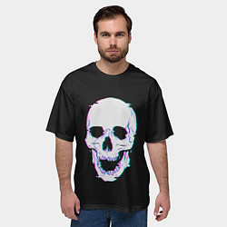 Футболка оверсайз мужская Неоновый светящийся череп, цвет: 3D-принт — фото 2