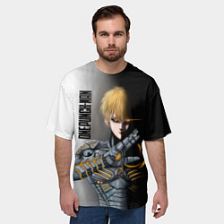 Футболка оверсайз мужская Металлическое тело Геноса One Punch-Man, цвет: 3D-принт — фото 2