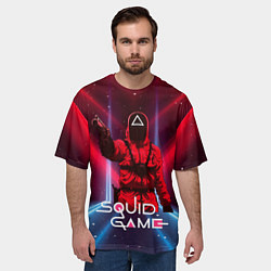 Футболка оверсайз мужская Игра в кальмара - выстрел, цвет: 3D-принт — фото 2