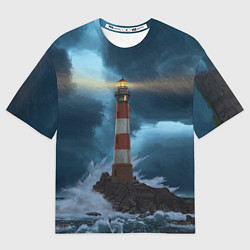 Футболка оверсайз мужская НОЧНОЙ МАЯК, цвет: 3D-принт