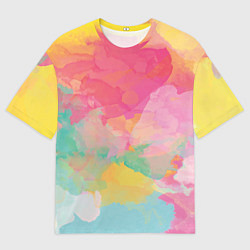 Мужская футболка оверсайз Радужная акварель