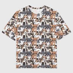 Футболка оверсайз мужская Щенки Разных Пород, цвет: 3D-принт