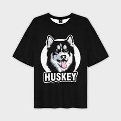 Футболка оверсайз мужская Собака Хаски Husky, цвет: 3D-принт