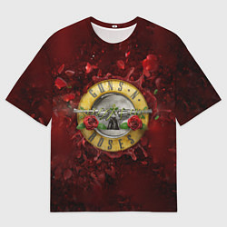 Футболка оверсайз мужская Лого GNR в розах, цвет: 3D-принт