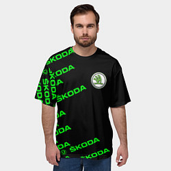 Футболка оверсайз мужская SKODA LINE LOGO STYLE GREEN, цвет: 3D-принт — фото 2