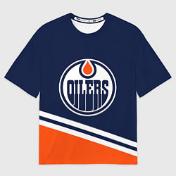 Футболка оверсайз мужская Edmonton Oilers Эдмонтон Ойлерз, цвет: 3D-принт
