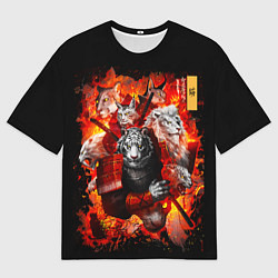 Футболка оверсайз мужская Водяной Тигр 2022 и крупные кошки лев, рысь, цвет: 3D-принт