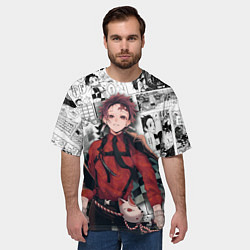 Футболка оверсайз мужская Танджиро Камадо на манге, цвет: 3D-принт — фото 2