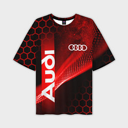 Мужская футболка оверсайз AUDI АУДИ SPORT СПОРТ RED AND BLACK