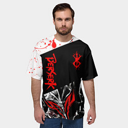 Футболка оверсайз мужская Берсерк черная маска с логотипом, цвет: 3D-принт — фото 2
