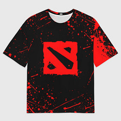 Футболка оверсайз мужская DOTA 2 БРЫЗГИ КРАСОК ДОТА 2 ЛОГО, цвет: 3D-принт