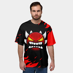 Футболка оверсайз мужская Geometry Dash: Demon Red Fire, цвет: 3D-принт — фото 2