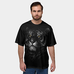 Футболка оверсайз мужская Голова хищного тигра, цвет: 3D-принт — фото 2