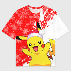 Футболка оверсайз мужская НОВОГОДНИЙ ПИКАЧУ, ЗИМА БЛИЗКО, цвет: 3D-принт