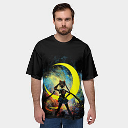 Футболка оверсайз мужская Sailormoon Сейлормун на фоне звезд, цвет: 3D-принт — фото 2