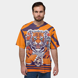 Футболка оверсайз мужская Тигр с черепом, цвет: 3D-принт — фото 2
