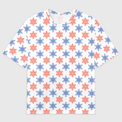 Футболка оверсайз мужская Снежинки паттернsnowflakes pattern, цвет: 3D-принт