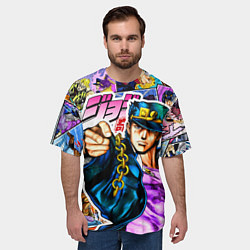 Футболка оверсайз мужская Джотаро - JoJos Bizarre Adventure, цвет: 3D-принт — фото 2
