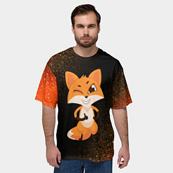 Футболка оверсайз мужская Fox - Winking - Noise, цвет: 3D-принт — фото 2