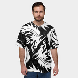 Футболка оверсайз мужская УЗОР ИЗ БЕЛЫХ ДРАКОНОВ WHITE DRAGON TOKYO, цвет: 3D-принт — фото 2
