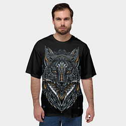 Футболка оверсайз мужская ЭТНИЧЕСКАЯ ЛИСА FOX ABSTRACT, цвет: 3D-принт — фото 2