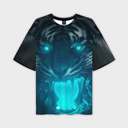 Мужская футболка оверсайз Неоновый водяной тигр 2022