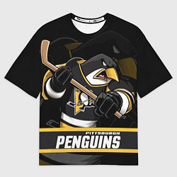 Футболка оверсайз мужская Питтсбург Пингвинз, Pittsburgh Penguins, цвет: 3D-принт