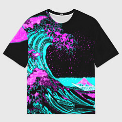 Футболка оверсайз мужская НЕОНОВАЯ ЯПОНИЯ, ВОЛНА, ФУДЗИЯМА NEON JAPAN, цвет: 3D-принт