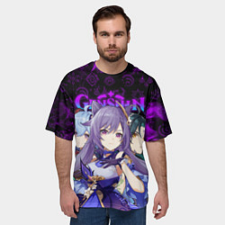 Футболка оверсайз мужская GENSHIN IMPACT ГЕРОИНИ В НЕОНОВОМ ОГНЕ NEON FIRE, цвет: 3D-принт — фото 2
