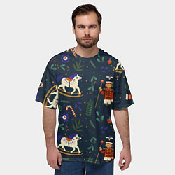 Футболка оверсайз мужская Щелкунчик паттерн с лошадкой, цвет: 3D-принт — фото 2