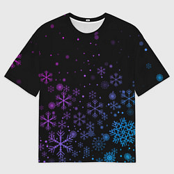 Футболка оверсайз мужская Новогодние снежинки Градиент, цвет: 3D-принт