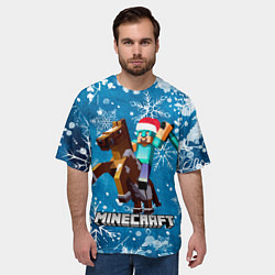 Футболка оверсайз мужская МАЙНКРАФТ НОВОГОДНИЙ, MINECRAFT, цвет: 3D-принт — фото 2