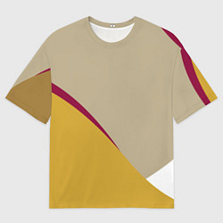 Футболка оверсайз мужская Линии На бежевом Фоне, цвет: 3D-принт